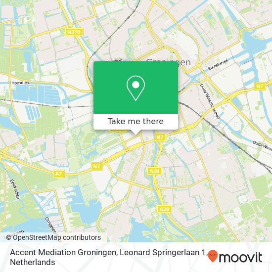 Accent Mediation Groningen, Leonard Springerlaan 1 Karte