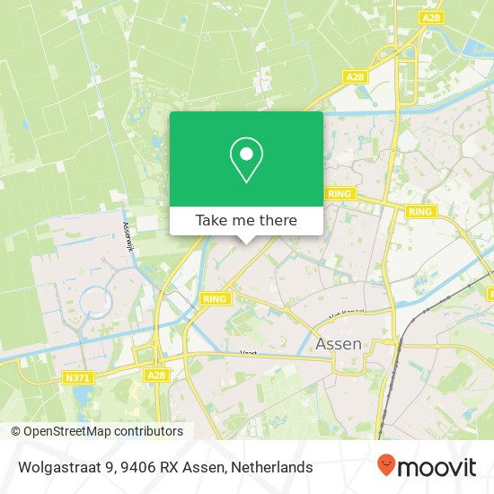 Wolgastraat 9, 9406 RX Assen map