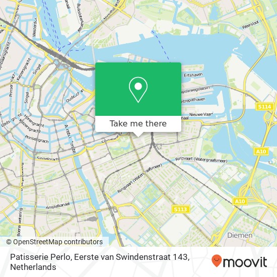 Patisserie Perlo, Eerste van Swindenstraat 143 map