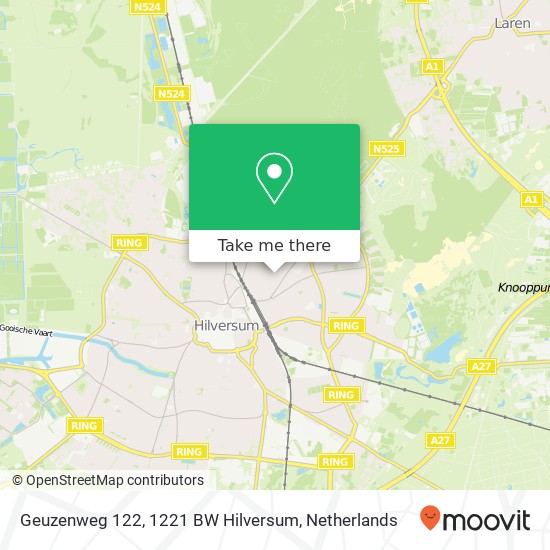 Geuzenweg 122, 1221 BW Hilversum Karte