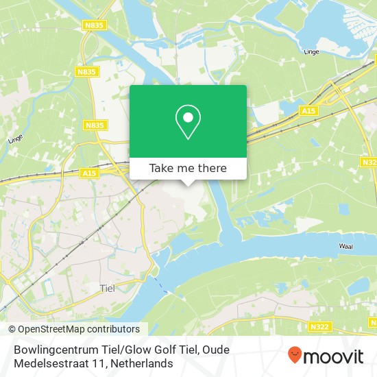 Bowlingcentrum Tiel / Glow Golf Tiel, Oude Medelsestraat 11 map