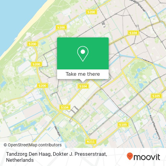 Tandzorg Den Haag, Dokter J. Presserstraat Karte