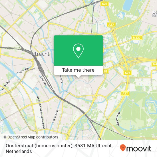 Oosterstraat (homerus ooster), 3581 MA Utrecht map