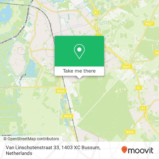 Van Linschotenstraat 33, 1403 XC Bussum map
