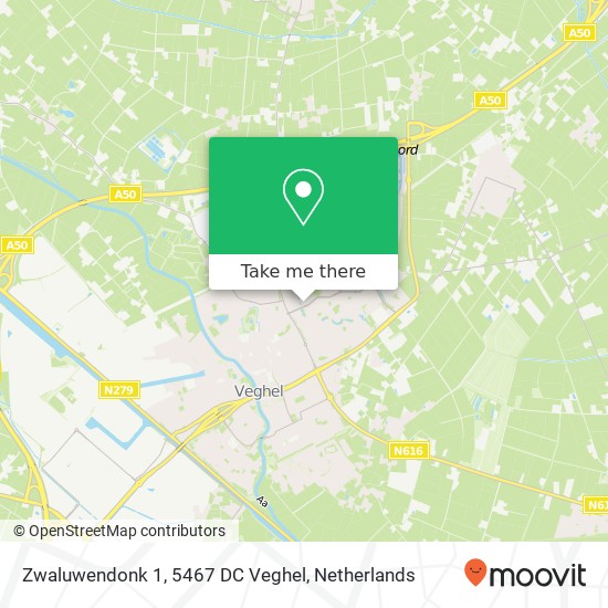 Zwaluwendonk 1, 5467 DC Veghel Karte