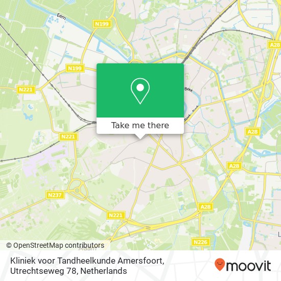 Kliniek voor Tandheelkunde Amersfoort, Utrechtseweg 78 map