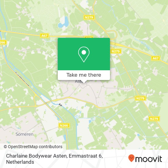 Charlaine Bodywear Asten, Emmastraat 6 map