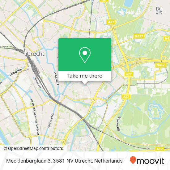 Mecklenburglaan 3, 3581 NV Utrecht Karte