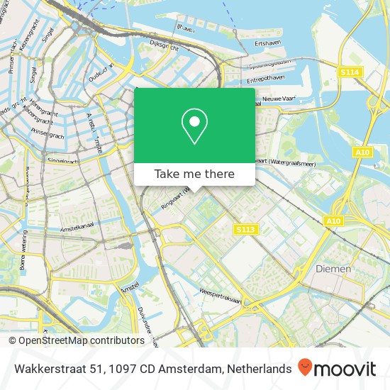 Wakkerstraat 51, 1097 CD Amsterdam map