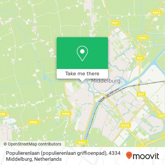 Populierenlaan (populierenlaan griffioenpad), 4334 Middelburg Karte