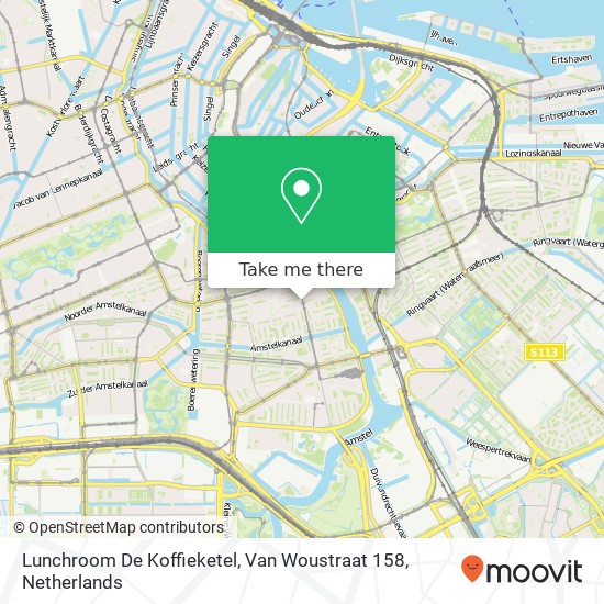 Lunchroom De Koffieketel, Van Woustraat 158 map