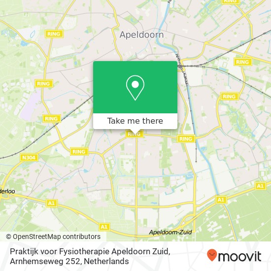 Praktijk voor Fysiotherapie Apeldoorn Zuid, Arnhemseweg 252 map