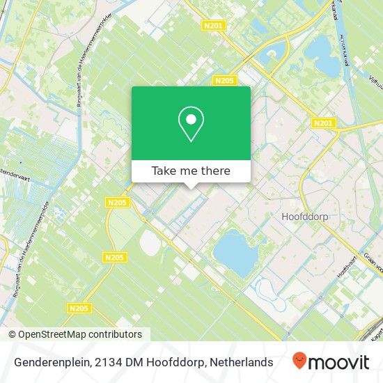 Genderenplein, 2134 DM Hoofddorp Karte