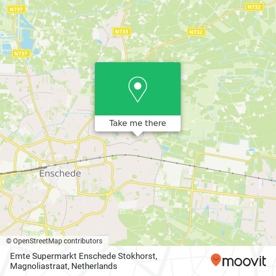 Emte Supermarkt Enschede Stokhorst, Magnoliastraat map