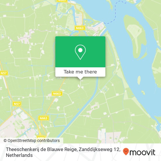 Theeschenkerij de Blauwe Reige, Zanddijkseweg 12 map