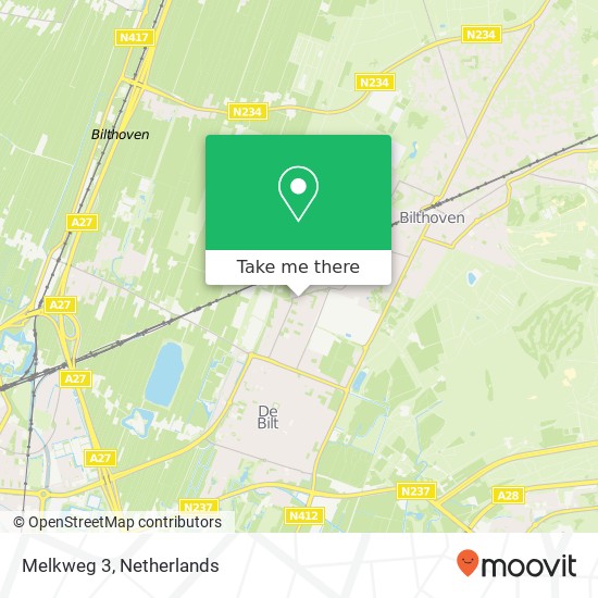 Melkweg 3, 3721 RG Bilthoven Karte