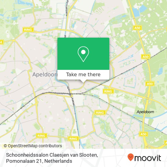 Schoonheidssalon Claesjen van Slooten, Pomonalaan 21 map