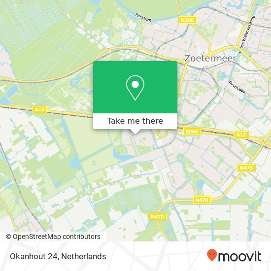 Okanhout 24, 2719 KT Zoetermeer Karte