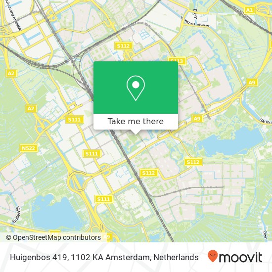 Huigenbos 419, 1102 KA Amsterdam map