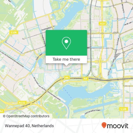 Wannepad 40, 1066 HX Amsterdam map