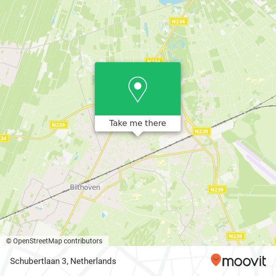Schubertlaan 3, 3723 LM Bilthoven map