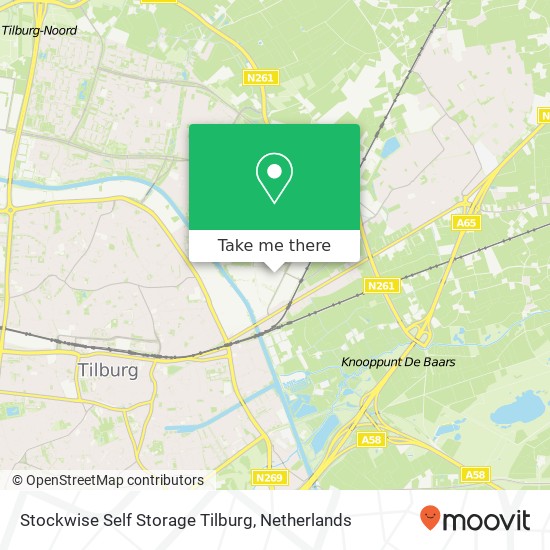 Stockwise Self Storage Tilburg, Kapitein Rondairestraat 3 map