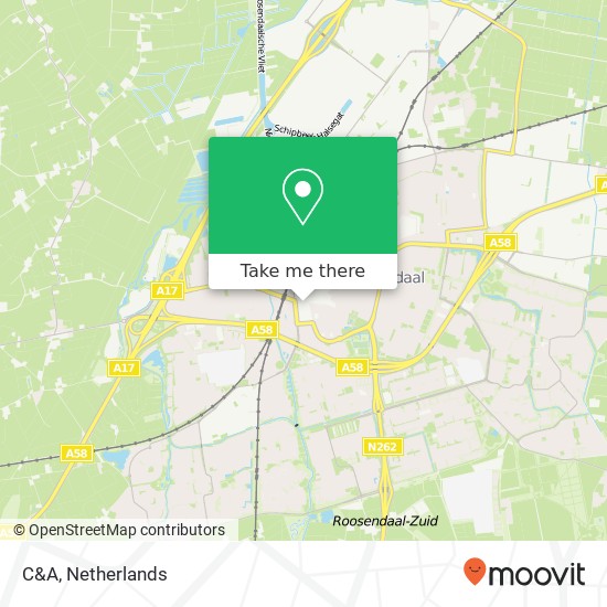 C&A, Roselaar 4 4701 BR Roosendaal map