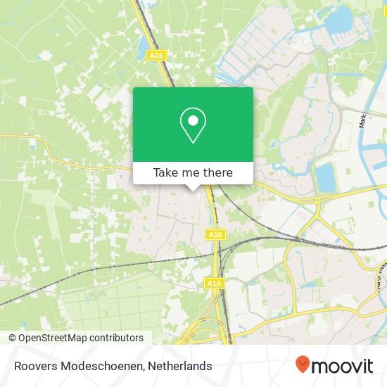 Roovers Modeschoenen, Markt 25 4841 AA Prinsenbeek Karte