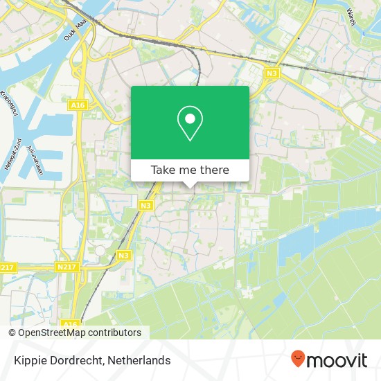 Kippie Dordrecht, P.A. de Kok-Plein 3318 Dordrecht Karte