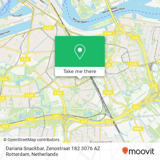 Dariana Snackbar, Zenostraat 182 3076 AZ Rotterdam Karte