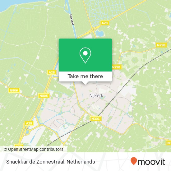 Snackkar de Zonnestraal, Beerninkstraat 21 3861 VH Nijkerk map