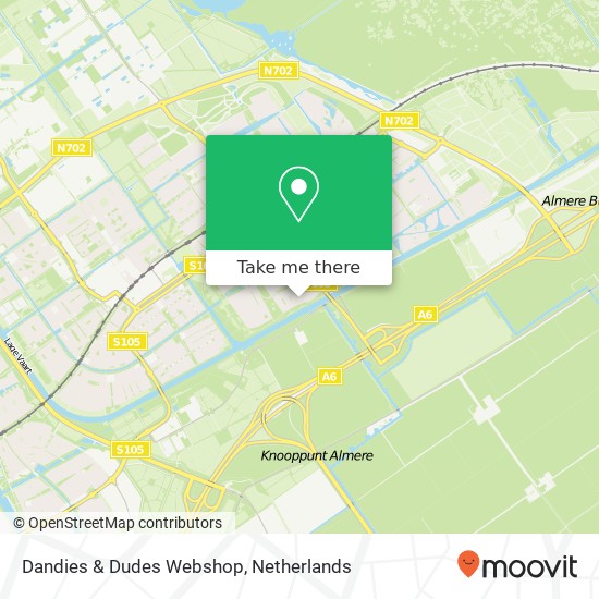 Dandies & Dudes Webshop, Indigohof 29 1339 HT Almere-Buiten Karte