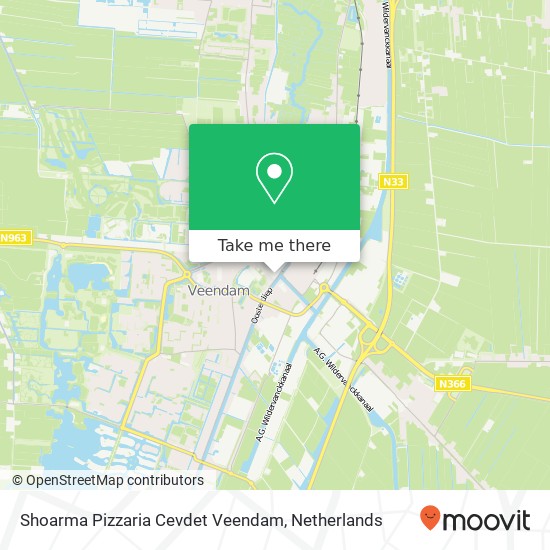 Shoarma Pizzaria Cevdet Veendam, Kerkstraat 2D 9641 AR Veendam map