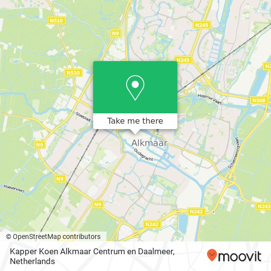 Kapper Koen Alkmaar Centrum en Daalmeer, Gedempte Nieuwesloot 64 map