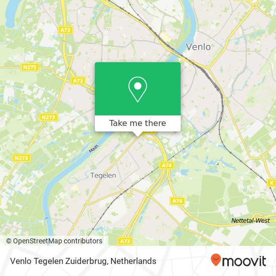 Venlo Tegelen Zuiderbrug map