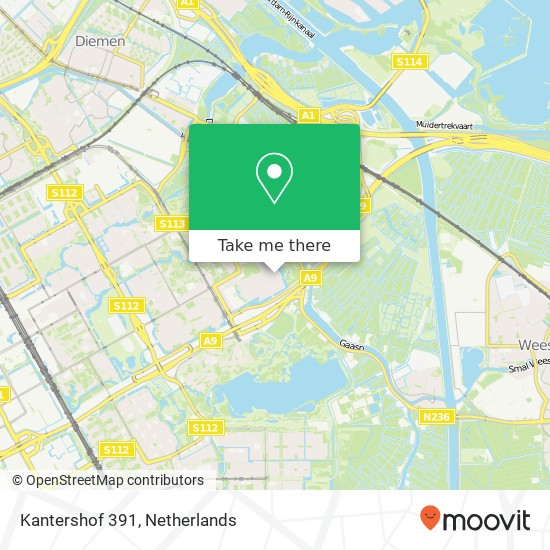 Kantershof 391, 1104 GW Amsterdam map