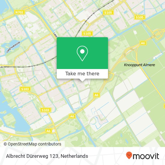 Albrecht Dürerweg 123, 1328 TD Almere-Stad Karte