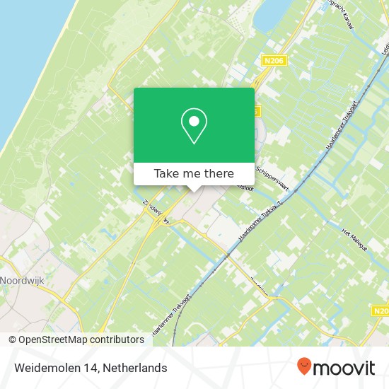 Weidemolen 14, 2211 PW Noordwijkerhout Karte