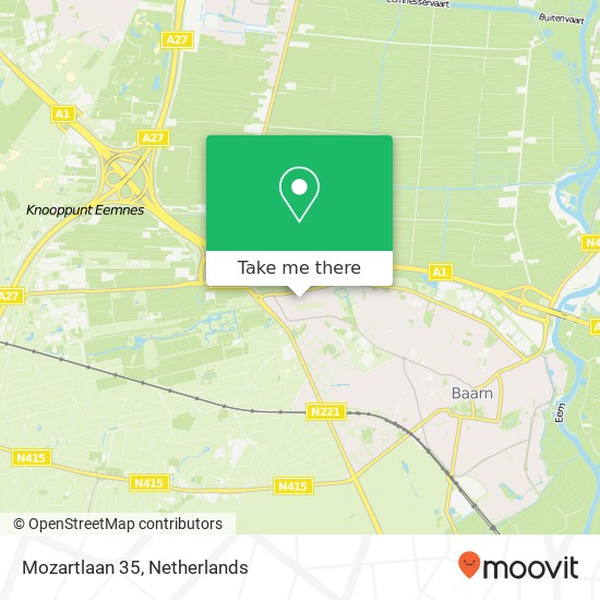 Mozartlaan 35, 3741 HT Baarn Karte