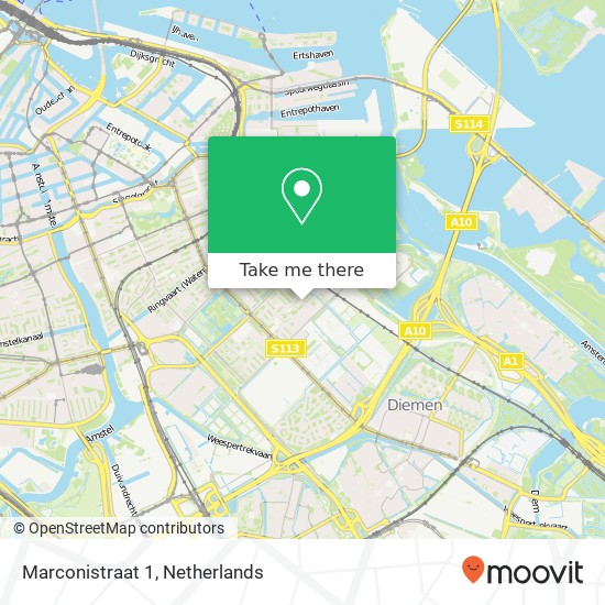 Marconistraat 1, 1098 TE Amsterdam map