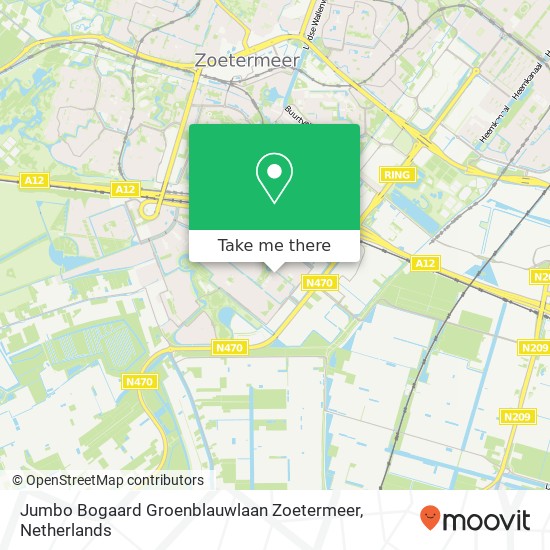 Jumbo Bogaard Groenblauwlaan Zoetermeer, Groen-Blauwlaan 109 map