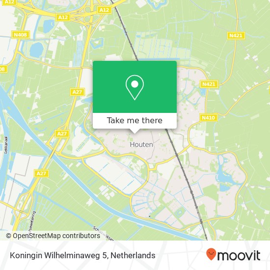 Koningin Wilhelminaweg 5, 3991 DT Houten map