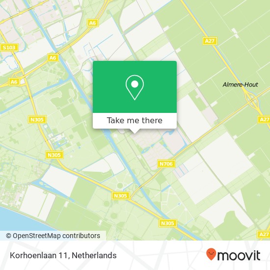 Korhoenlaan 11, 1343 AA Almere-Hout map