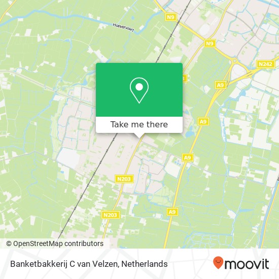 Banketbakkerij C van Velzen, Kennemerstraatweg 207 map