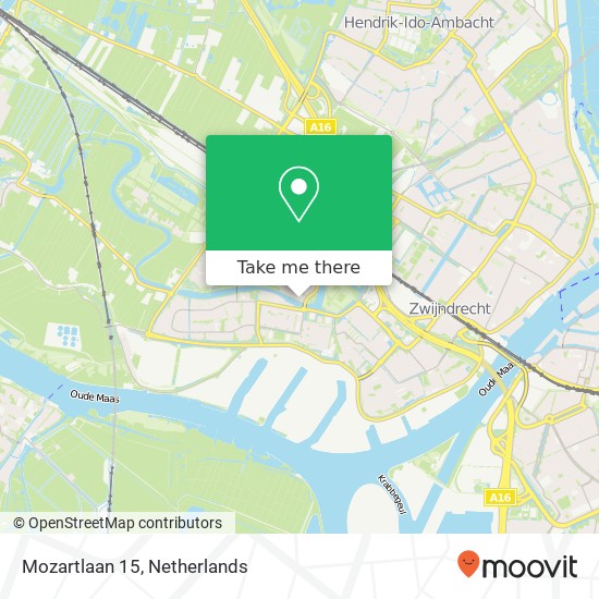 Mozartlaan 15, 3335 AG Zwijndrecht Karte