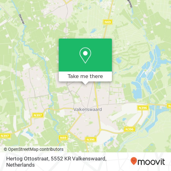 Hertog Ottostraat, 5552 KR Valkenswaard map