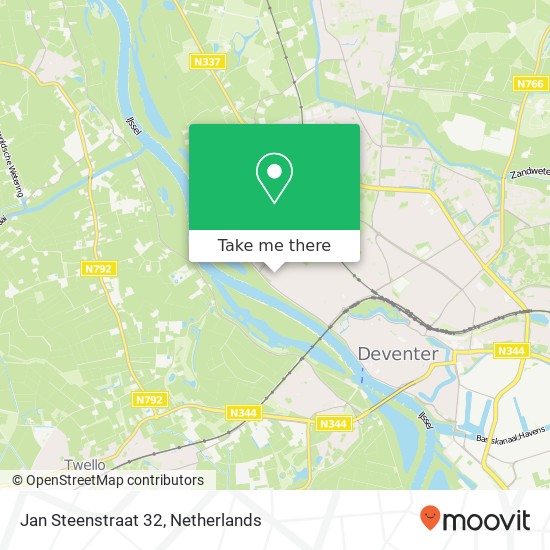 Jan Steenstraat 32, 7412 TC Deventer map