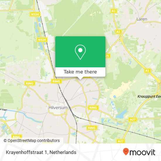 Krayenhoffstraat 1, 1222 RW Hilversum map