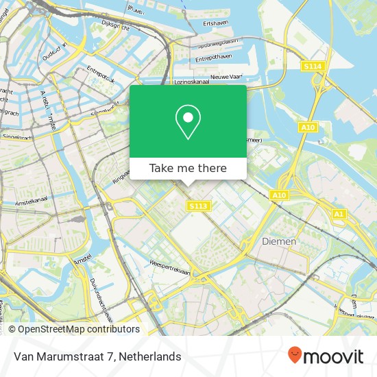 Van Marumstraat 7, 1098 RN Amsterdam map