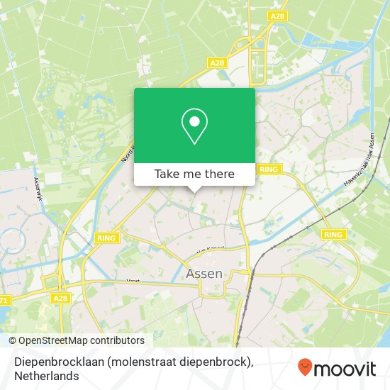 Diepenbrocklaan (molenstraat diepenbrock), 9402 JR Assen map